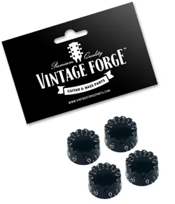 BLACK NOTCHED SPEED KNOBS FOR GIBSON USA LES PAUL GUITAR (SET OF 4) KNURLED *NEW