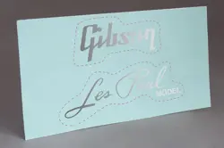 PRE CUT GIBSON LES PAUL SILVER WATER SLIDE DECAL FOR GUITAR HEADSTOCK