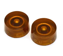 (2) AMBER 1-11 SPEED KNOBS FOR GIBSON/GUITAR/BASS W/CTS SPLIT POTS PK-0132-022