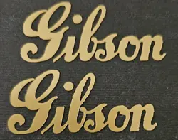 2 GOLD   HEADSTOCK GIBSON  LOGOS, DIE-CUT VINYL DECAL,  MANDOLIN, UKULELE