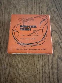 VTG GIBSON MONA-STEEL STRINGS.ELECTRIC SPANISH GUITAR STRING. MISSING 1ST STR