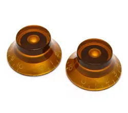 (2) AMBER BELL KNOBS FOR GIBSON & GUITAR/BASS W/CTS 6MM SPLIT POTS PK-0140-022