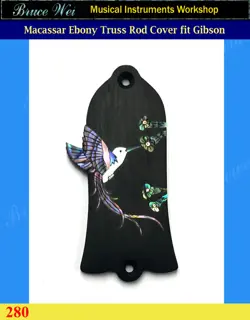 BRUCE WEI-GUITAR MACASSAR EBONY TRUSS ROD COVER FIT GIBSON,HUMMINGBIRD INLAY 280
