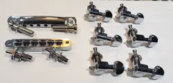 USA GIBSON EXPLORER TUNE-O-MATIC BRIDGE + GROVER TUNERS HARDWARE SET CHROME