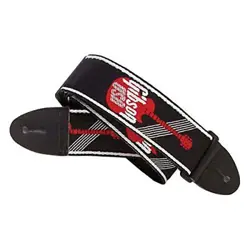 *GIBSON ASGG-600 2 *WOVEN STRAP WITH GIBSON LOGO-RED GUITAR STRAP