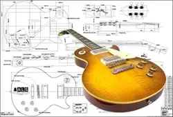 FULL-SCALE PLAN OF GIBSON LES PAUL '59 ELECTRIC GUITAR