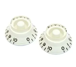 (2) WHITE BELL KNOBS FOR GIBSON & GUITAR/BASS W/CTS 6MM SPLIT POTS PK-0140-025