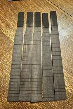 NOS EBONY BANJO FINGERBOARDS, SLOTTED, 26 3/8 SCALE, LUTHIER GIBSON