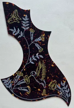BROWN TORTOISE PICKGUARD FIT GIBSON HUMMINGBIRD ACOUSTIC GUITAR SELF-ADHESIVE