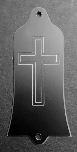 GUITAR TRUSS ROD COVER - ENGRAVED - FITS GIBSON USA - CROSS - BLACK SILVER