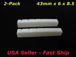 2X 43MM SLOTTED BONE NUT FLAT FOR MANY GIBSON MARTIN EPIPHONE & SIMILAR GUITAR