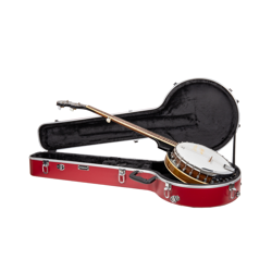 CROSSROCK 5-STRING RESONATOR & GIBSON TENOR BANJO CASE-ABS MOLDED HARDSHELL-RED