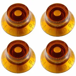 (4) LEFT-HANDED VINTAGE TOP HAT BELL KNOBS FIT GIBSON USA & CTS, AMBER