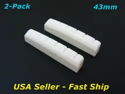 2-PACK 43MM SLOTTED BONE NUT FOR GIBSON EPIPHONE MARTIN ACOUSTIC ELECTRIC & MORE