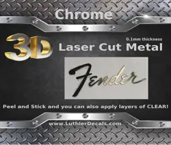 FENDER GUITAR DECAL 3D METAL HEADSTOCK RESTORATION STICKER M6
