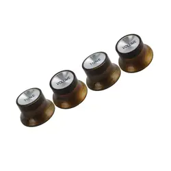 4 GUITAR KNOBS AMBER FINE-KNURLED 24-SPLINES VOLUME TONE REFLECTOR FOR GIBSON US