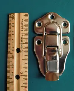 FOR SOME GIBSON + FENDER CASE LATCHES, NICKEL,  LARGE ONE, W / RIVETS DRAW LATCH