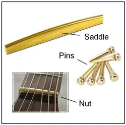 FOREVERHANDCRAFTED BRASS NUT, SADDLE AND PINS SET FOR GIBSON ACOUSTIC GUITAR