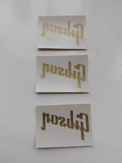 GIBSON HEADSTOCK DECAL LABEL GOLD X3 NOS GENUINE ORIGINAL NOT REPRODUCTION USA