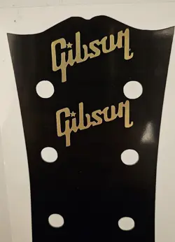 2 GOLD  STAR DECAL  HEADSTOCK GIBSON LOGOS, DIE-CUT VINYL DECAL,  STAR