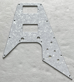 FOR GIBSON FLYING V STYLE GUITAR PICKGUARD, 4 PLY WHITE PEARL