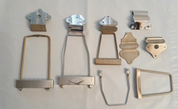 2 WORKING GUITAR TRAPEZE TAILPIECES +TAILPIECE PARTS LOT USED + VINTAGE+ GIBSON?