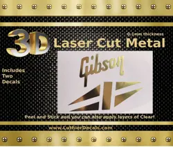 GIBSON GUITAR DECAL 3D METAL CHROME HEADSTOCK RESTORATION DECAL LOGO STICKER M5