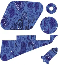 KIT PICKGUARD SCRATCHPLATE GRAPHICAL COVERS GIBSON LES PAUL GUITAR PAISLEY BLUE