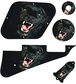 KIT PICKGUARD PICK GUARD GRAPHICAL GIBSON LP LES PAUL GUITAR BLACK PANTHER