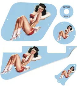 KIT PICKGUARD PICK GUARD GRAPHICAL GIBSON LP LES PAUL GUITAR PIN UP 4 BLUE