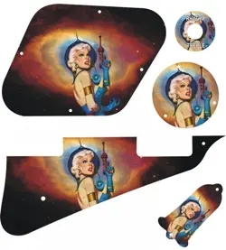 KIT PICKGUARD PICK GUARD GRAPHICAL 4 GIBSON LP LES PAUL GUITAR RAY GUN GIRL