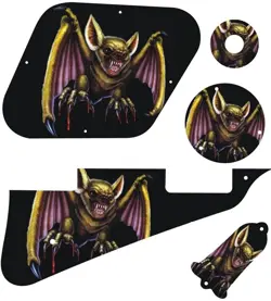 KIT PICKGUARD SCRATCHPLATE COVER COVERS GIBSON LES PAUL GUITAR CREEPY BAT