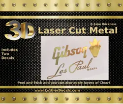 GIBSON GUITAR DECAL 3D METAL RESTORATION DECAL HEADSTOCK LOGO M4