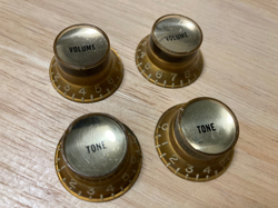 GIBSON GOLD BONNETT TOP HAT KNOBS - SET OF 4 - W/GOLD REFLECTORS