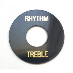 PLATE BLACK STYLE GIBSON RHYTHM/TREBLE, LETTERING GOLD