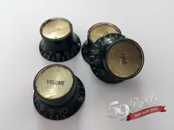 4 AGED RELIC GIBSON REFLECTOR KNOBS BLACK GOLD LES PAUL US SIZE 59 PARTS