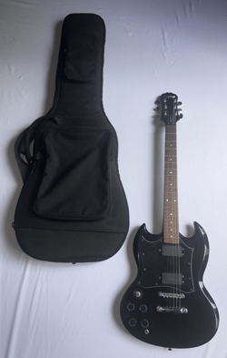 VINTAGE EPIPHONE BY GIBSON 6 STRING LH BLACK ELECTRIC GUITAR - #S95050315 & CASE