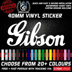 CLASSIC GIBSON LOGO HEADSTOCK GUITAR REPLACEMENT VINYL STICKER DECAL 40MM