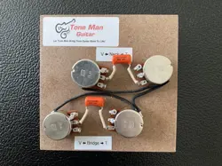 PREWIRED UPGRADE WIRING KIT GIBSON LES PAUL LONG SHAFT POTS ORANGE DROP CAPS