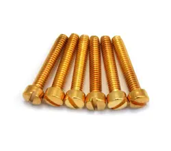 (6) GOLD POLE PIECE SCREWS FOR GIBSON PAF & USA HUMBUCKER PICKUP GS-5453-002
