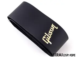GIBSON BLACK LEATHER GUITAR STRAP 1950S LES PAUL STANDARD 50S, GOLD LOGO.