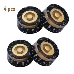 SET OF 4 BLACK GOLD GUITAR SPEED CONTROL KNOBS FOR GIBSON LES PAUL STRAT GUITARS
