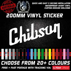 CHIBSON CHINA GIBSON LOGO GUITAR VINYL STICKER 200MM MULTIPLE COLOURS