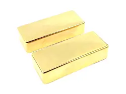 (2) GOLD NO-HOLE COVERS FOR VINTAGE GIBSON MINI HUMBUCKER PICKUPS PC-0309-002