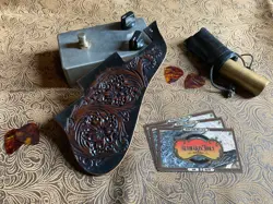 CUSTOM TOOLED LEATHER PICKGUARD DARK WALNUT FITS GIBSON ES-335 HOLLOW BODY LP