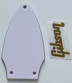 FOR FIT GIBSON FLYING V TRUSS ROD COVER+GOLD DECAL GUITAR PICKGUARD 3 PLY WHITE