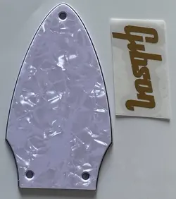 FOR FIT GIBSON FLYING V TRUSS ROD COVER+GOLD DECAL GUITAR PICKGUARD WHITE PEARL