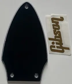 FOR FIT GIBSON FLYING V TRUSS ROD COVER+GOLD DECAL GUITAR PICKGUARD 3 PLY BLACK