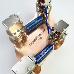 GIBSON LES PAUL JP (PAGE) WIRING HARNESS 500K PUSH/PULL POTS - SOZO BLUE CAPS