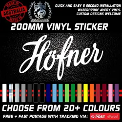 HOFNER HFNER GUITARS VINYL GUITAR STICKER DECAL 200MM MULTIPLE COLOURS